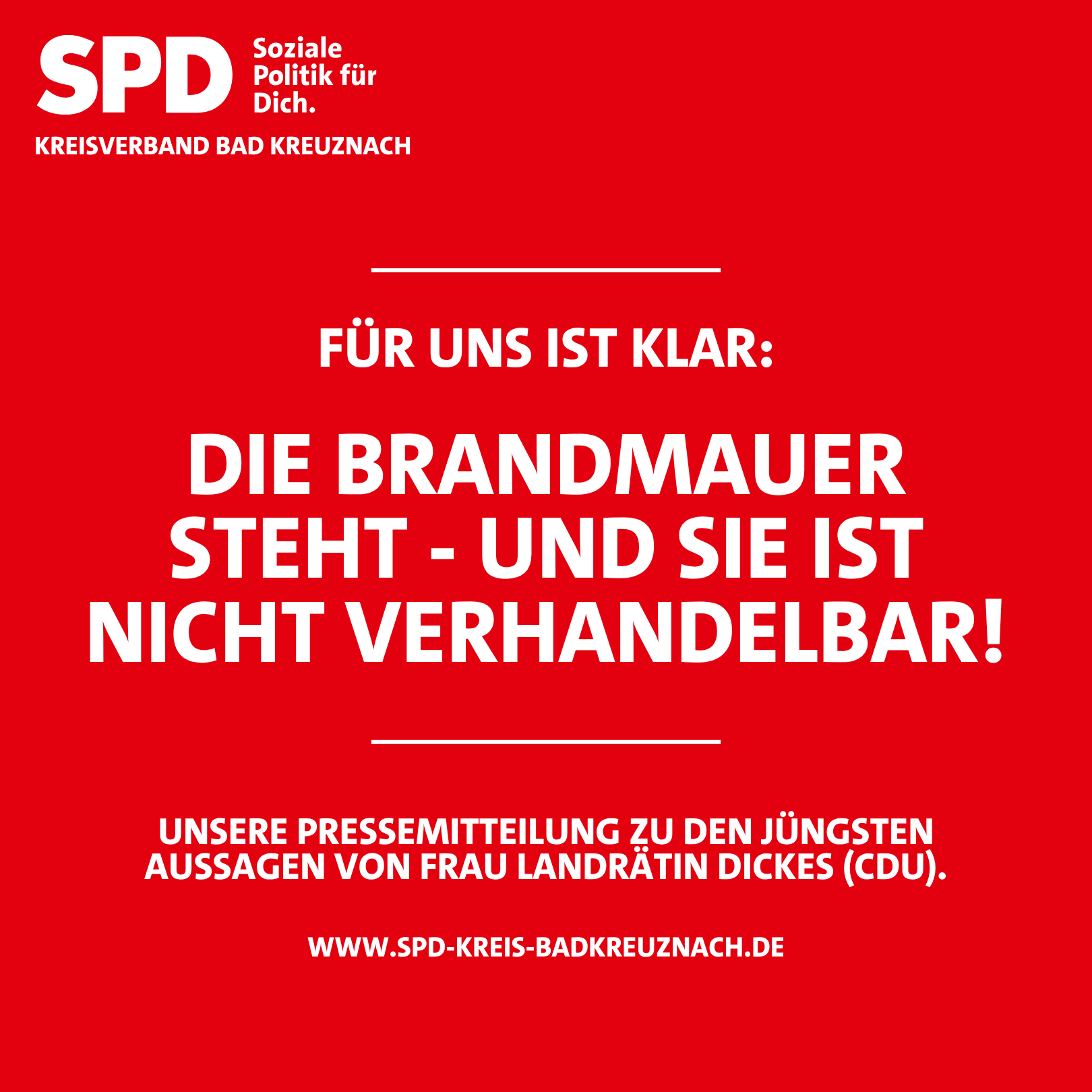 SPD im Kreis Bad Kreuznach: „Die Brandmauer steht – und sie ist nicht verhandelbar!“